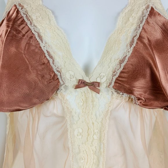 Vintage 80s Lingerie Top Cone Bra Nylon Camisole Neglige A Nuit OS - Picture 3 of 10